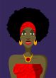 Afro woman with green eyes illustration