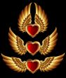 heart forms with golden wings