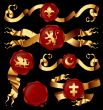  set of golden ribbons with heraldic seales