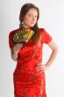 the girl in a red Chinese dress