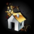 web icon house with floral elements