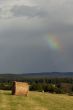 overcast sky with rainbow