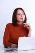 The business woman behind work