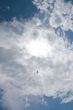 Aircraft in clouds.