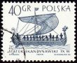 Scandinavian ship on post stamp