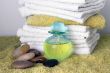 Blue bottle with massage oil