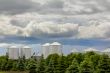 Grain storage bins in rural Saskatchewan