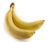 Two bananas on white background.