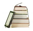 Stack of books and electronic book reader