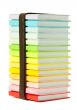 Stack of colorful books on the white background