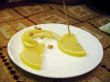 Sliced lemon on the plate
