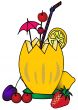 The Melon with umbrella , fruit and berry