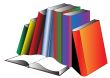 Openning book and pile of the books
