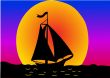 silhouette sail on sundown