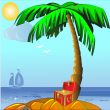  island with palm and coffer with gold