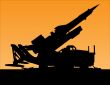 sunset silhouette of a rocket launcher