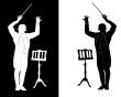 silhouette of conductor music stand 