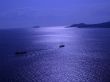 Beautiful night seascape with boats