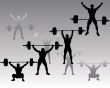 weightlifters on a gray background