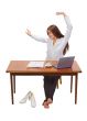businesswoman with cap of coffee and laptop