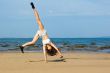 Exercising on the beach