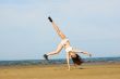 Exercising on the beach