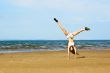 Exercising on the beach