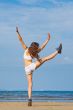 Exercising on the beach