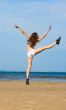 Exercising on the beach