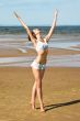 Exercising on the beach