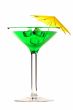 Martini glass with green coctail isolated on white