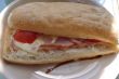 Ciabatta bread sandwich with meat and cheese