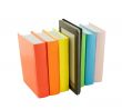 Stack of colorful books with e-book reader