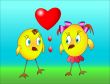 two little birds with a heart