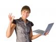 Beautiful businesswoman with laptop