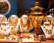 Russian gold samovar in show-window