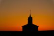 Sunset silhoettes in russian monastery