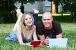 Young married couple in park