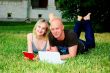 Young married couple in park