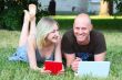 Young married couple in park