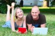 Young married couple in park