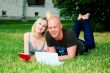 Young married couple in park