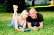 Young married couple in park