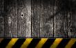 planks with warning stripes