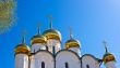 Russian othodox golden domes on sunshine