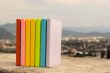 Row of the books laying outdoors