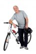 a mature man and a mountain bike