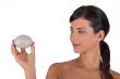 Woman holding a bar of soap