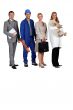 A doctor, a workman, an office woman and a vet