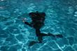 Diver moving underwater